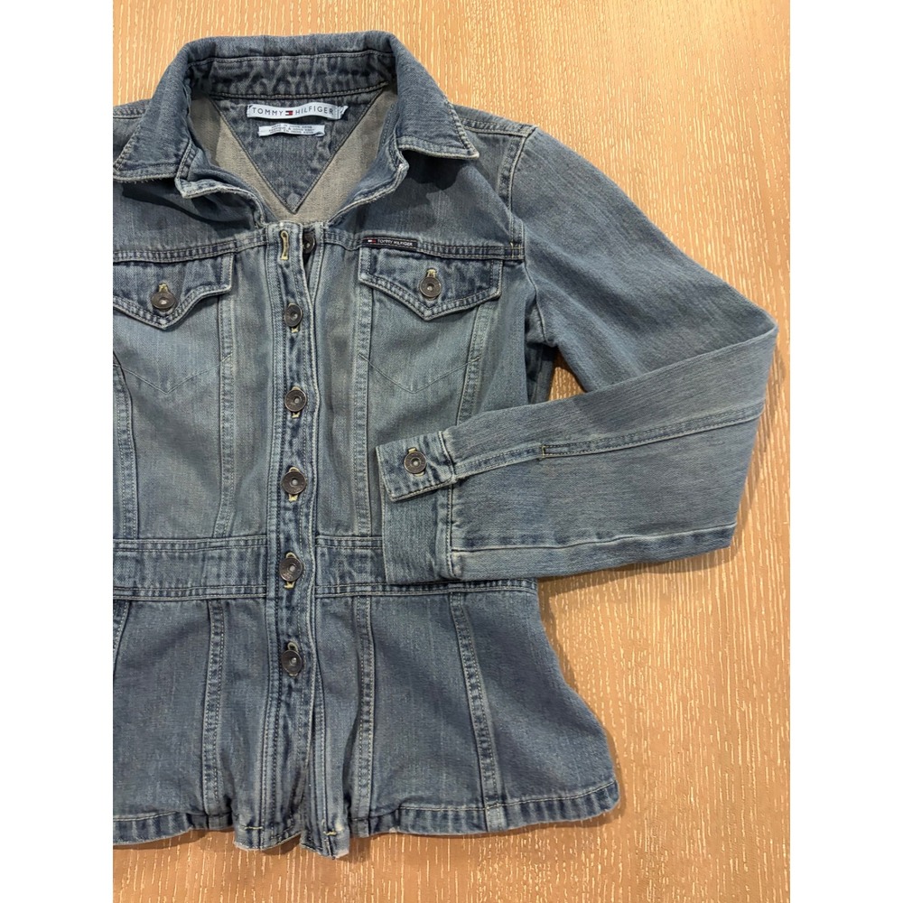 Tommy Hilfiger Women's Denim Jacket Size S Blue Button Front Fitted Vintage‎